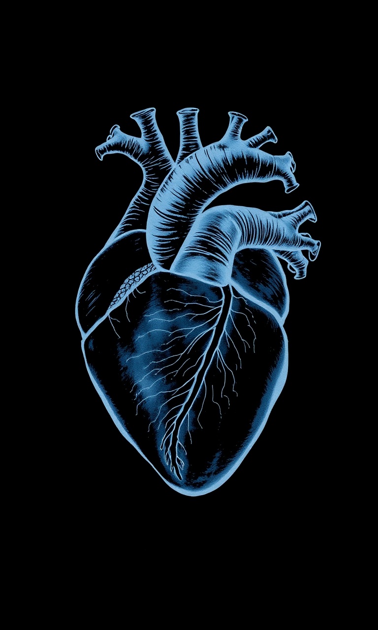 Heart Study · Cyanotype — Dark Academia tough phone case