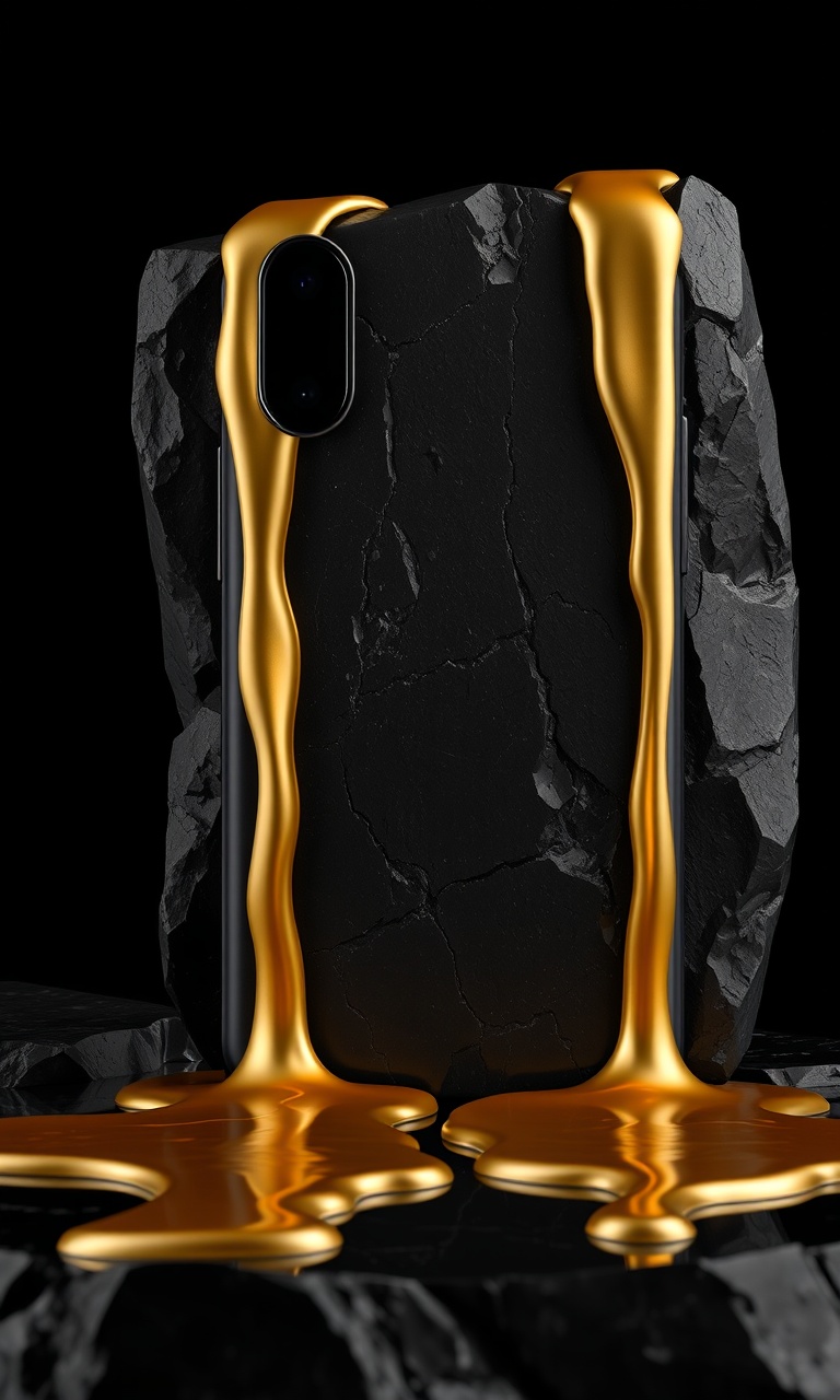 Gold Rivulets · Hyperreal — Liquid Metal tough phone case
