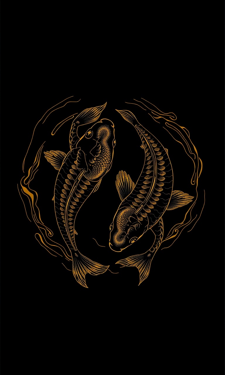Black Koi · Gold Lacquer — Midnight Chinoiserie tough phone case