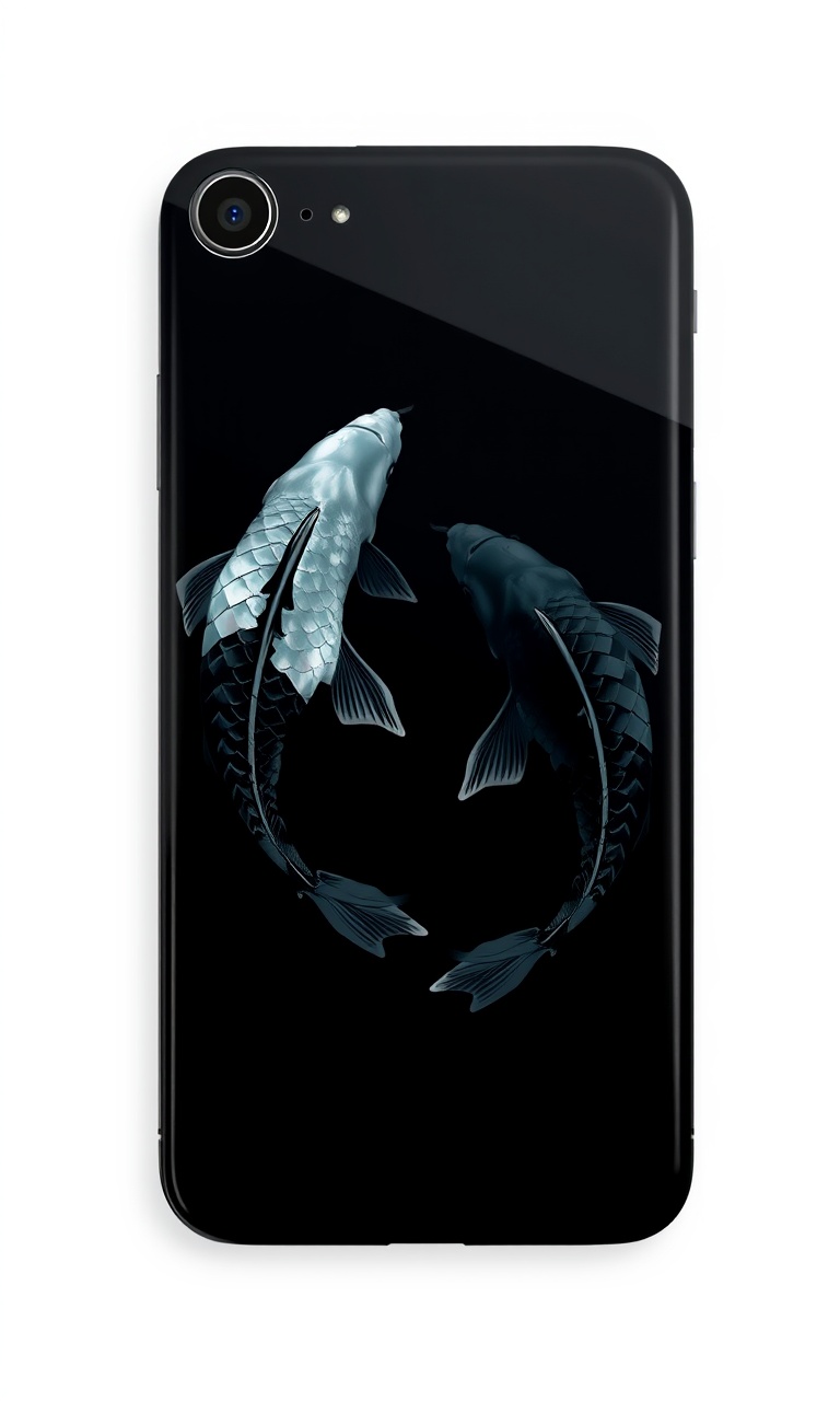 Black Koi · Pearl Inlay — Midnight Chinoiserie tough phone case