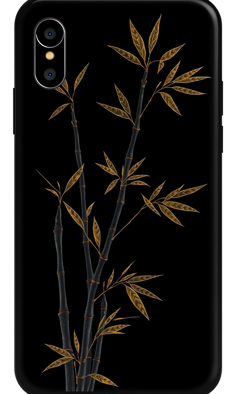 Shadow Bamboo · Gold Lacquer — Midnight Chinoiserie tough phone case