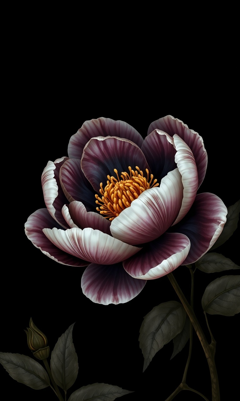 Lacquer Peony · Pearl Inlay — Midnight Chinoiserie tough phone case