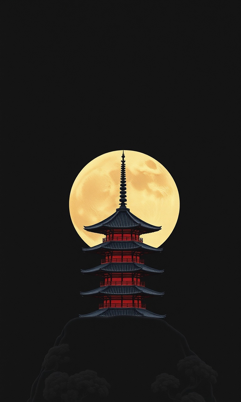 Moon Pagoda · Silk — Midnight Chinoiserie tough phone case