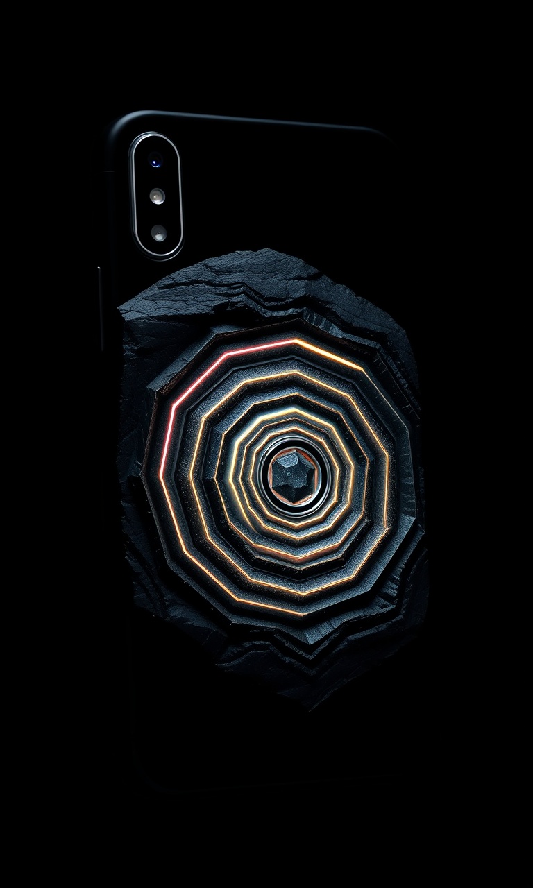 Basalt Relief · Edge-Lit — Obsidian Geometry tough phone case