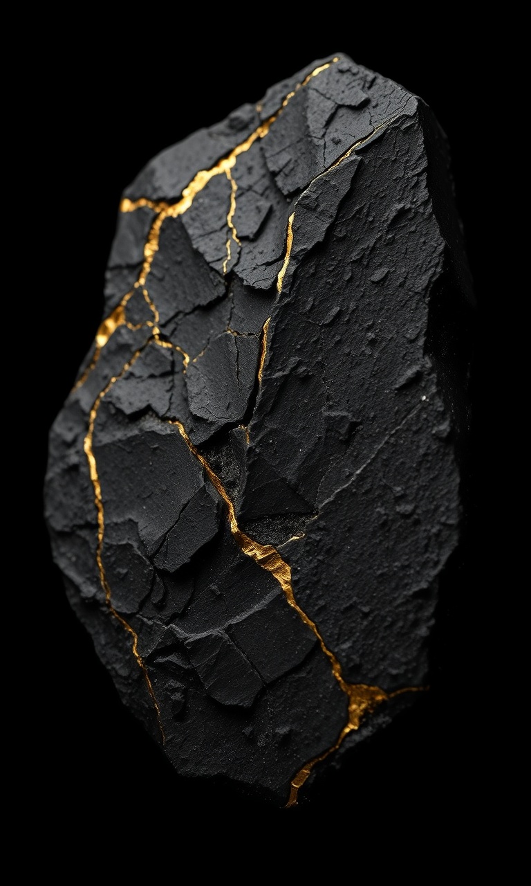 Kintsugi Noir · Macro — Obsidian Geometry tough phone case