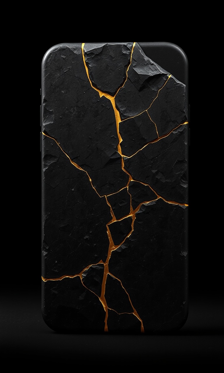 Kintsugi Noir · Relief — Obsidian Geometry tough phone case