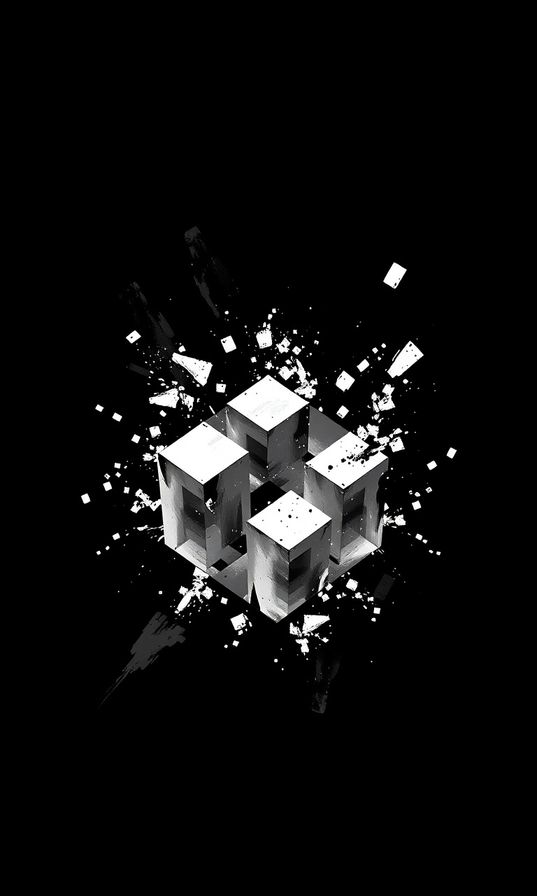 Void Cubes · Ink — Obsidian Geometry tough phone case